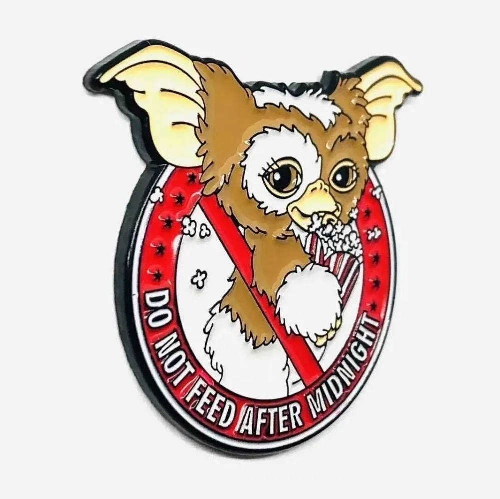 Do Not Feed After Midnight Gizmo Enamel Brooch - Brown & Red